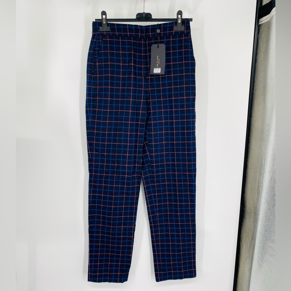 Rag & Bone Plaid Check Poppy Printed High Waist Wool Pants - Picture 6 of 7